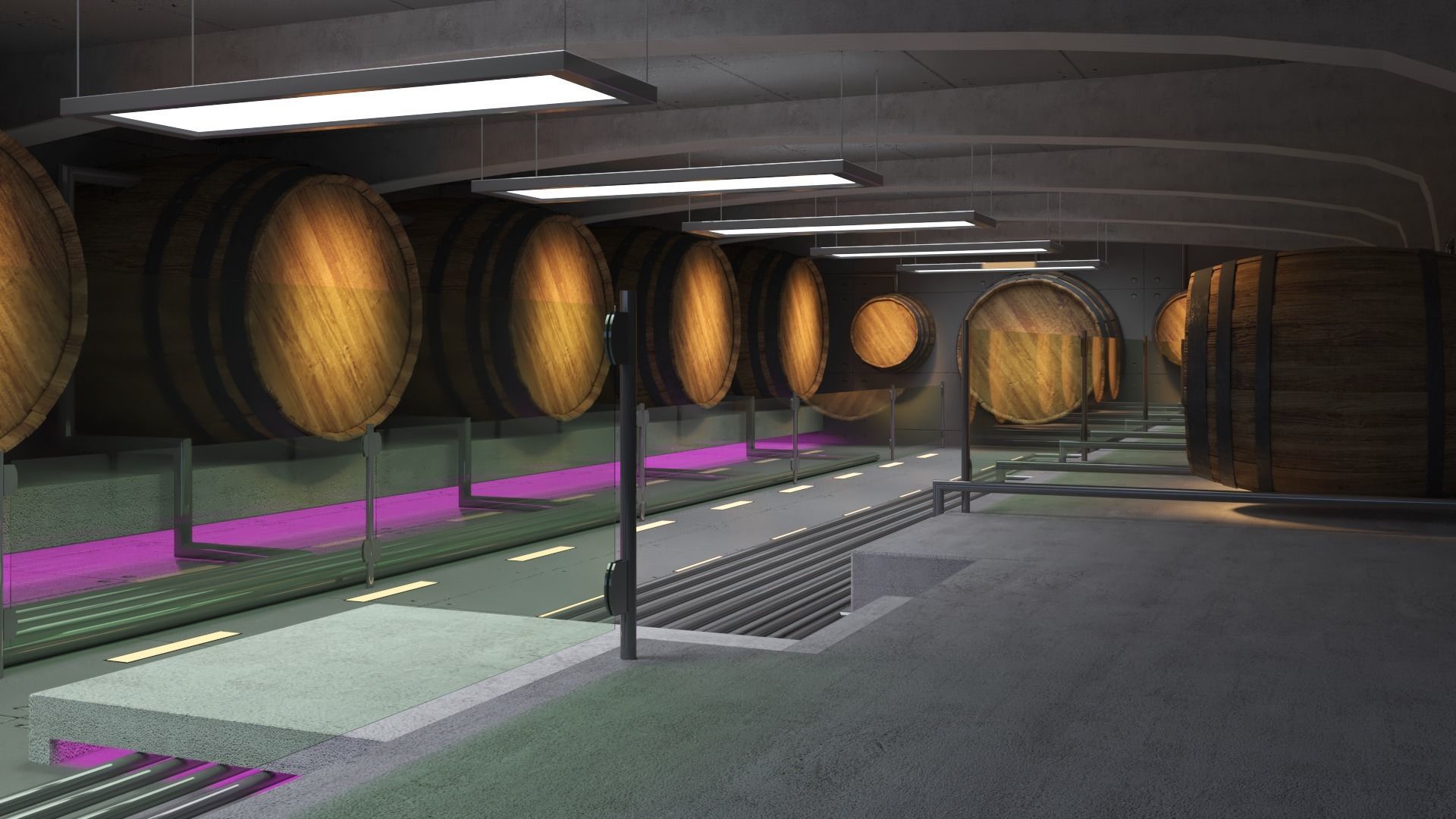 Wine aging room 3D model_2