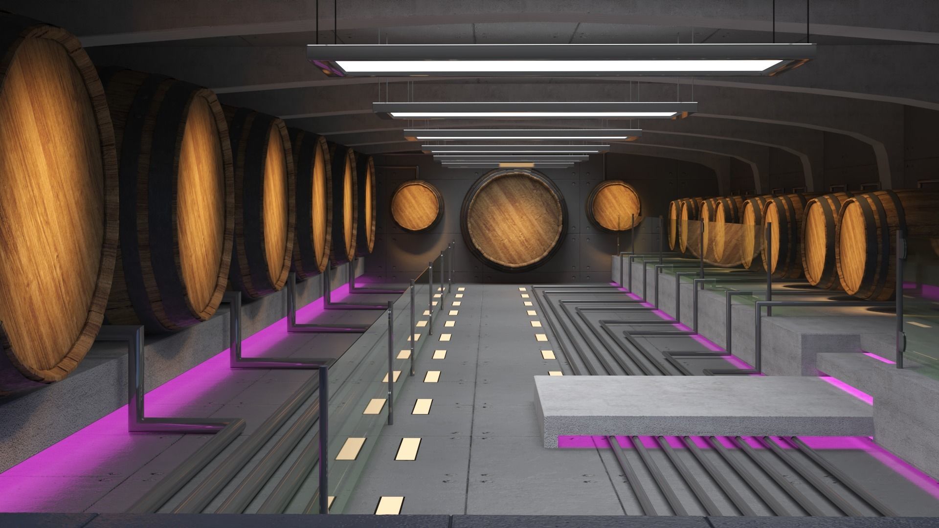 Wine aging room 3D model_1