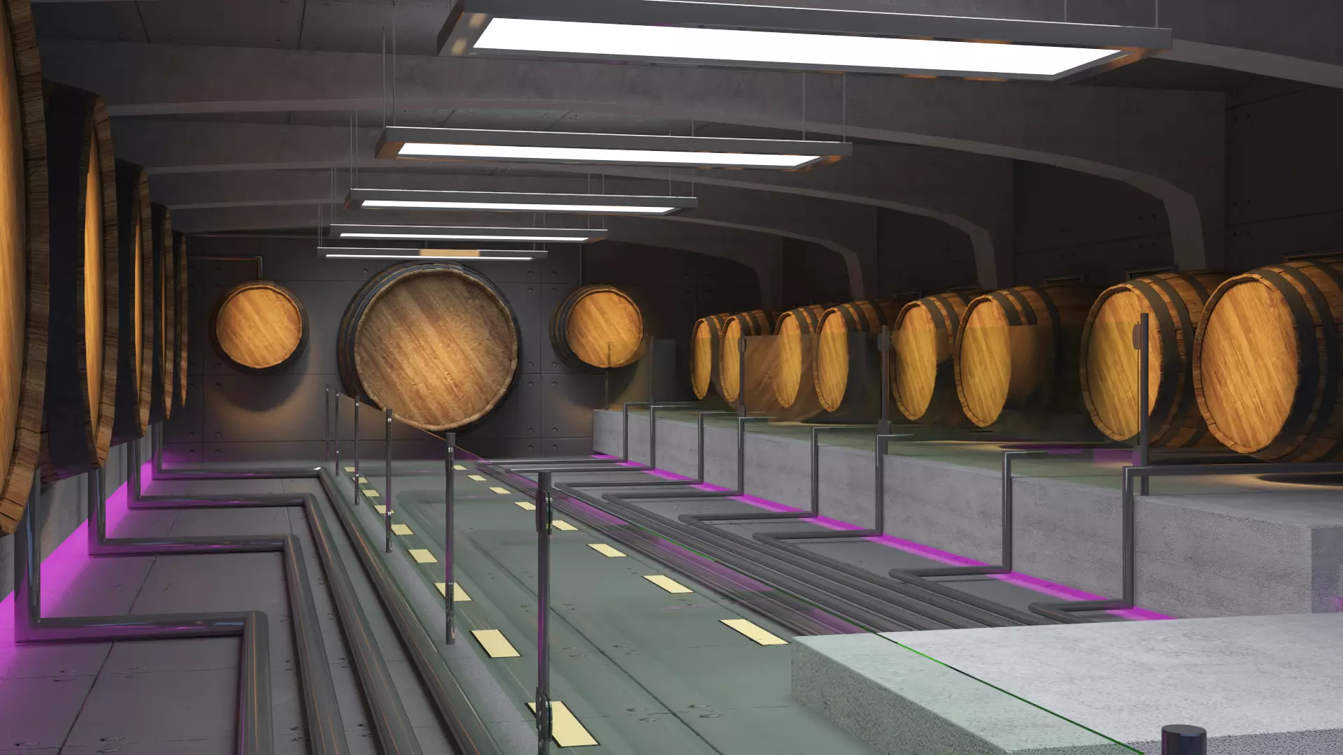Wine aging room 3D model_0