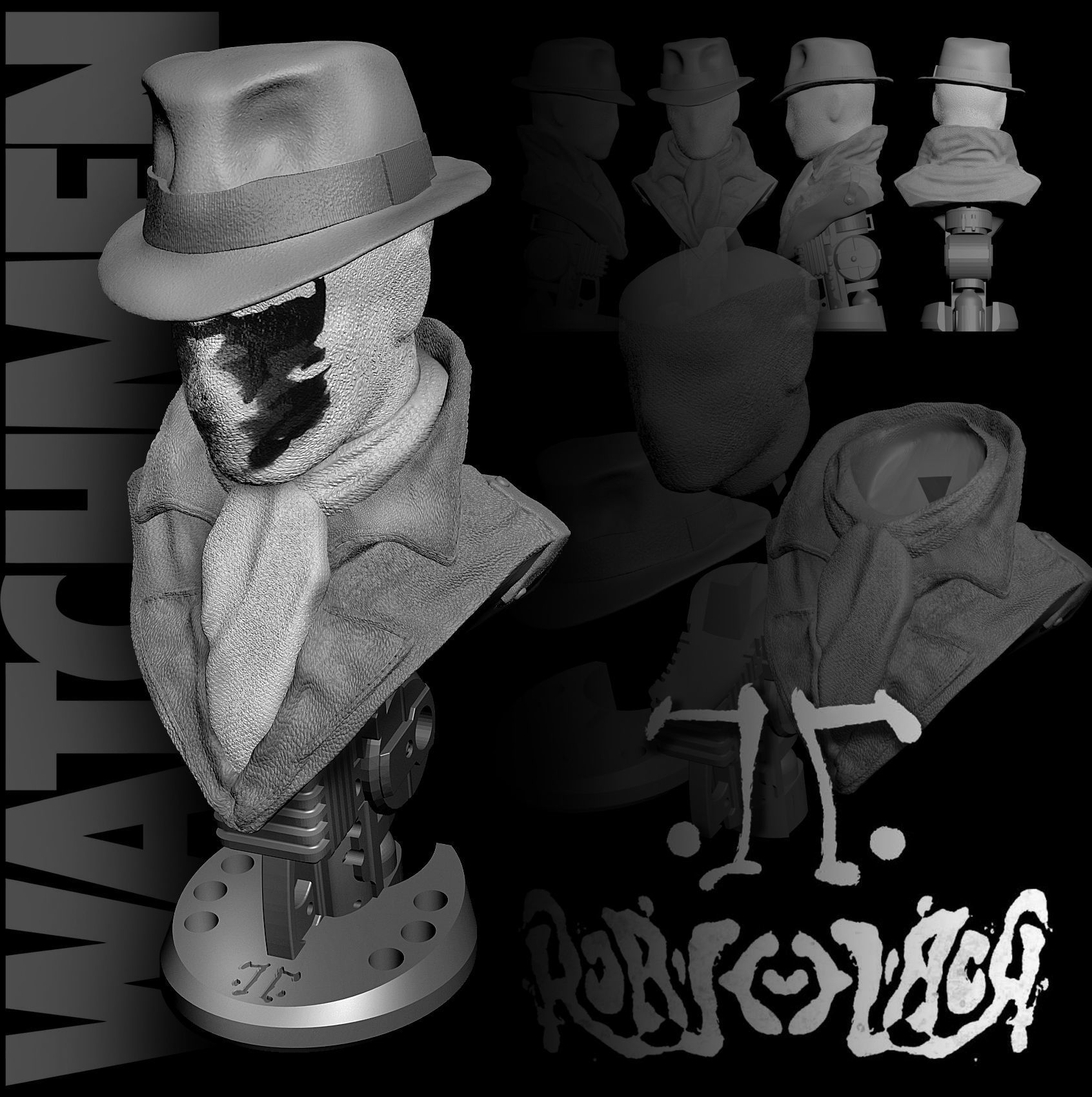 Rorschach - Watchmen - 3D print model 3D print model_1