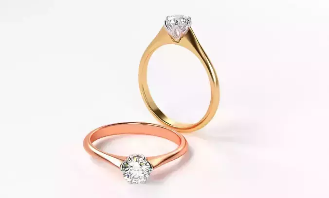 two tones gold engagement ring  with 5mm central diamond