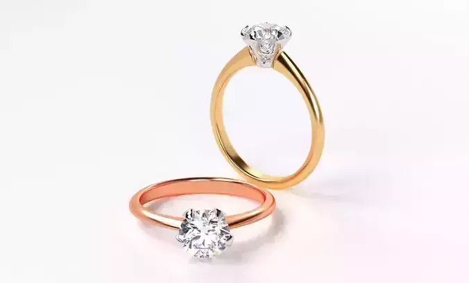 two tones gold engagement ring with 1 carat central diamond