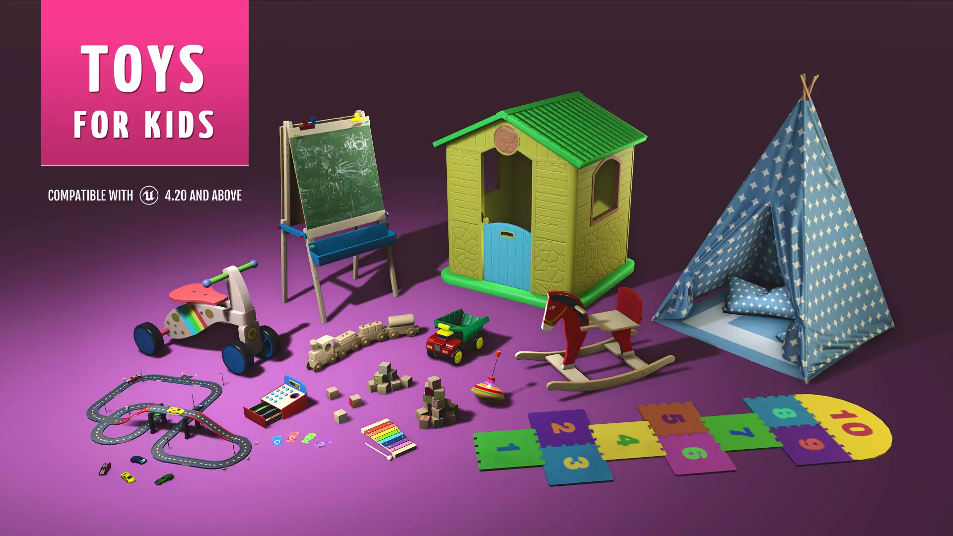 Toys for Kids Unreal Engine 4 Low-poly 3D model_0
