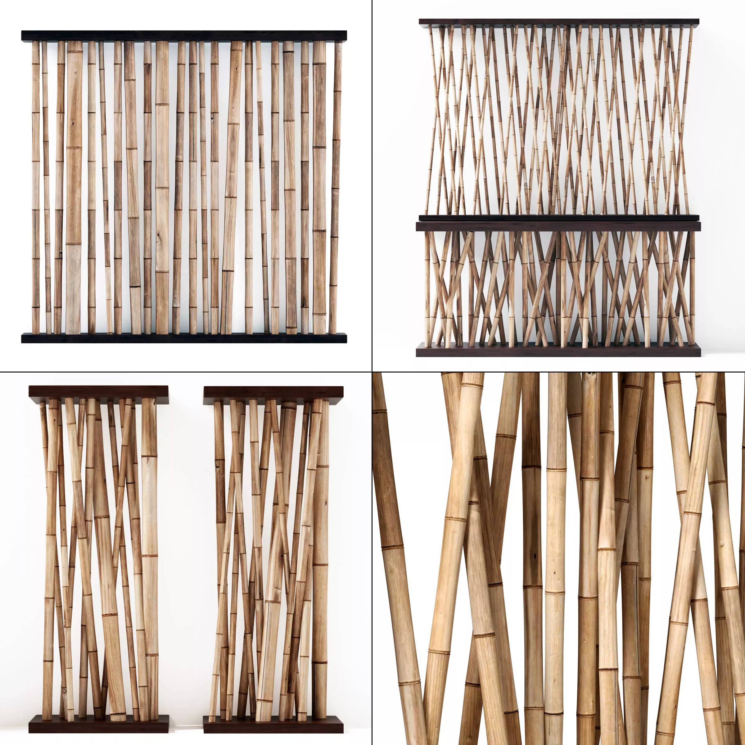 Bamboo decor wall cafe 3D model_0