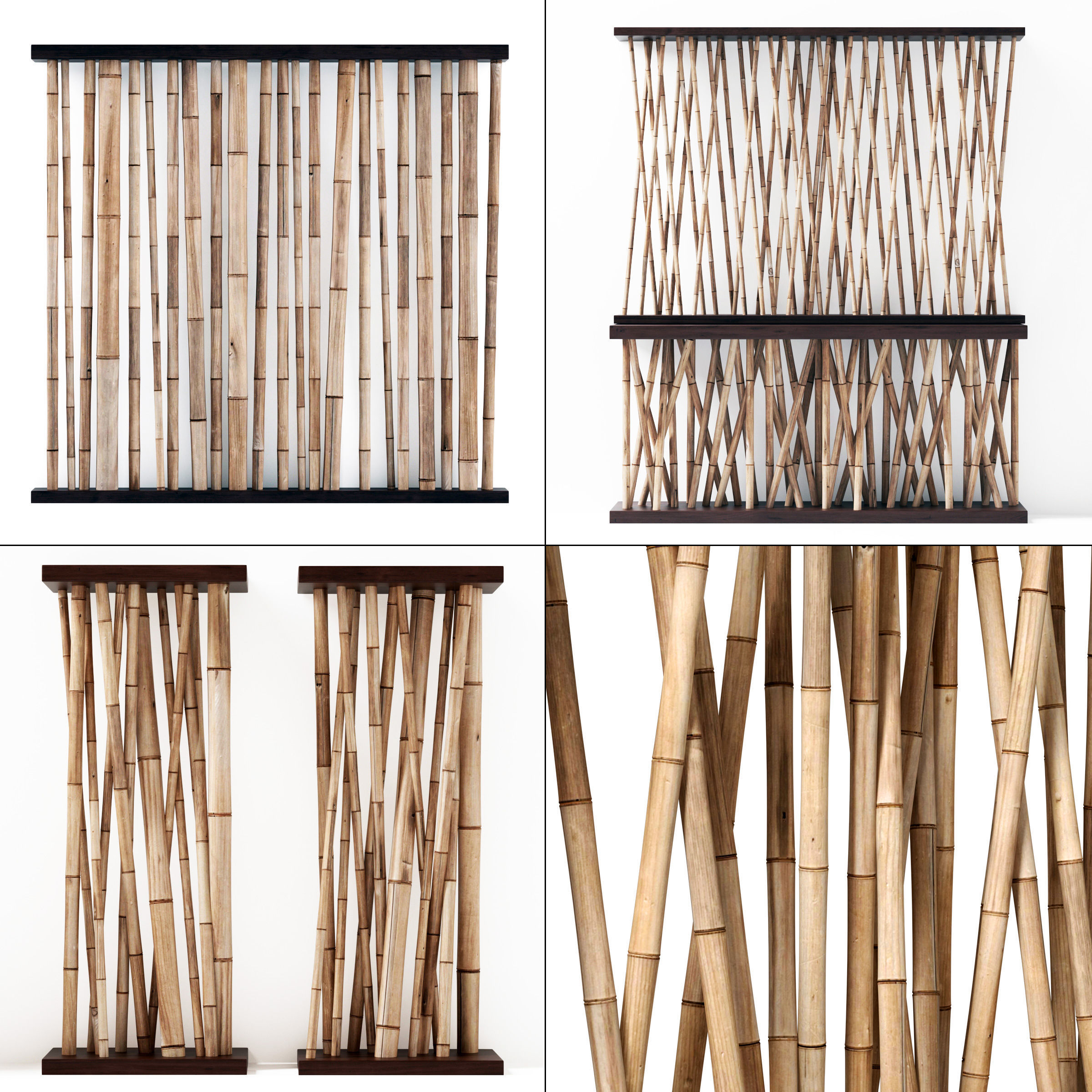 Bamboo decor wall cafe 3D model CGTrader