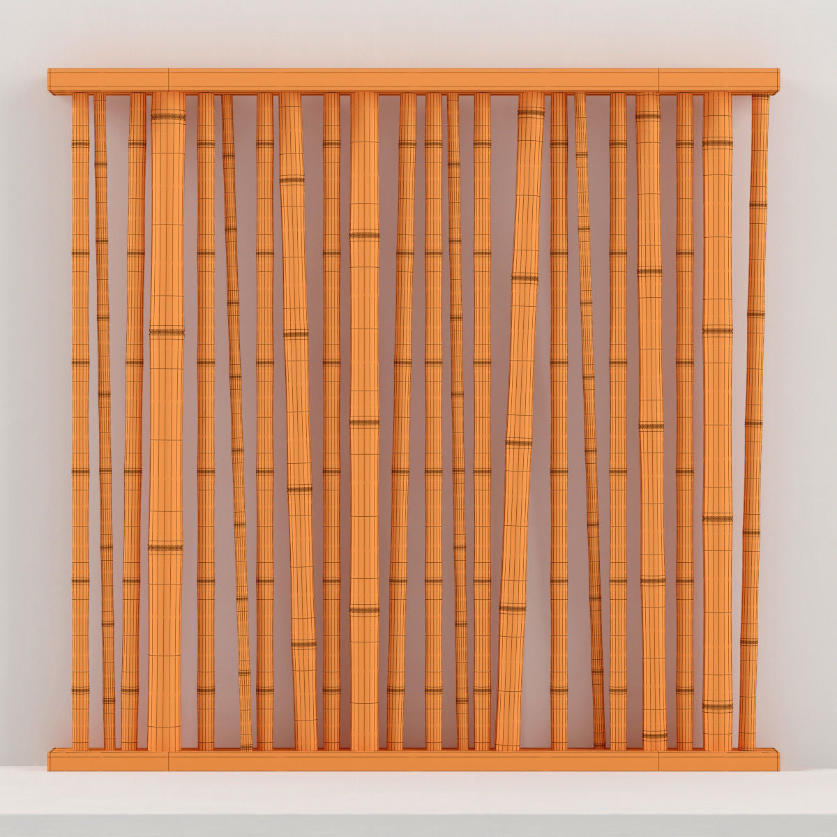 Bamboo decor wall cafe 3D model_4