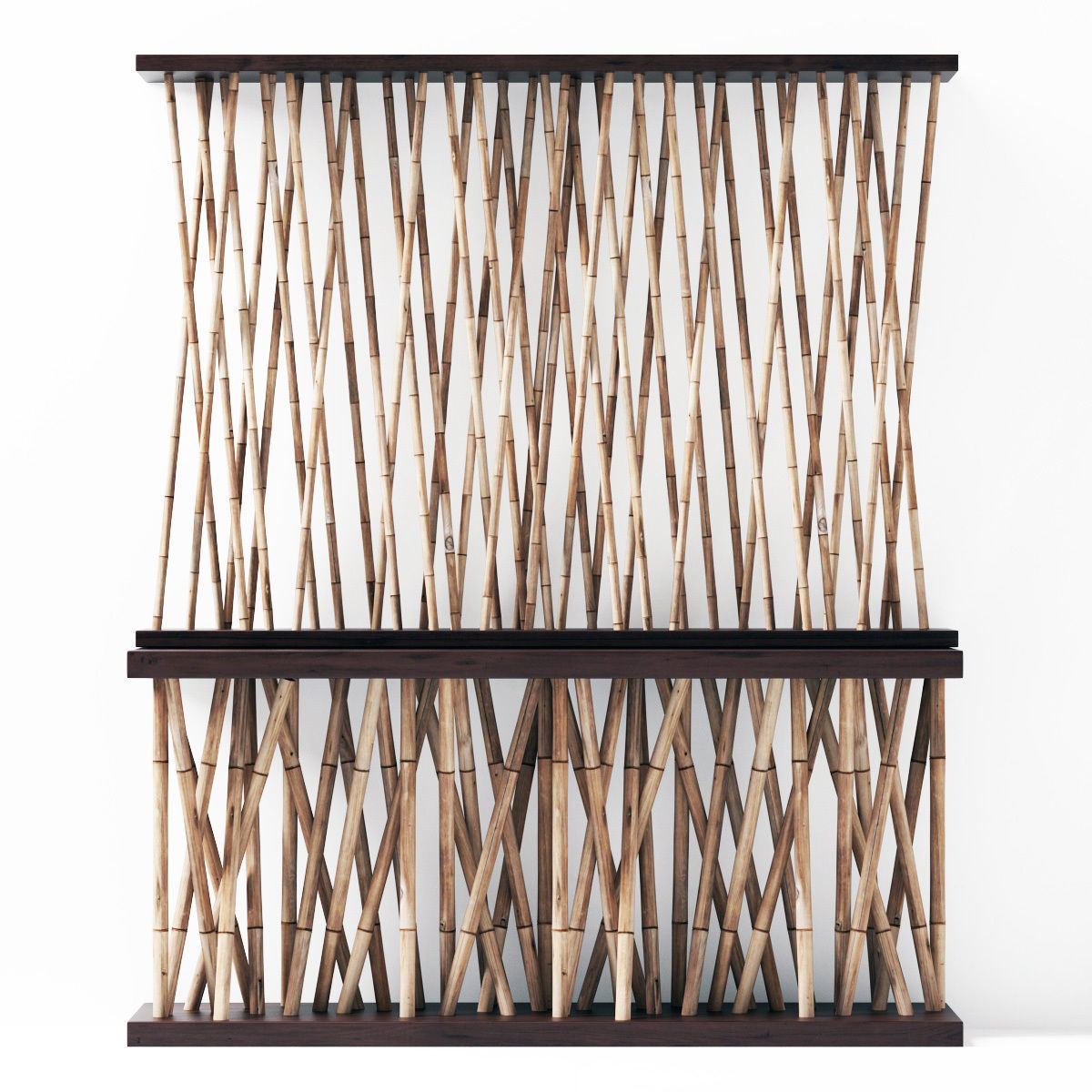 Bamboo decor wall cafe 3D model_2