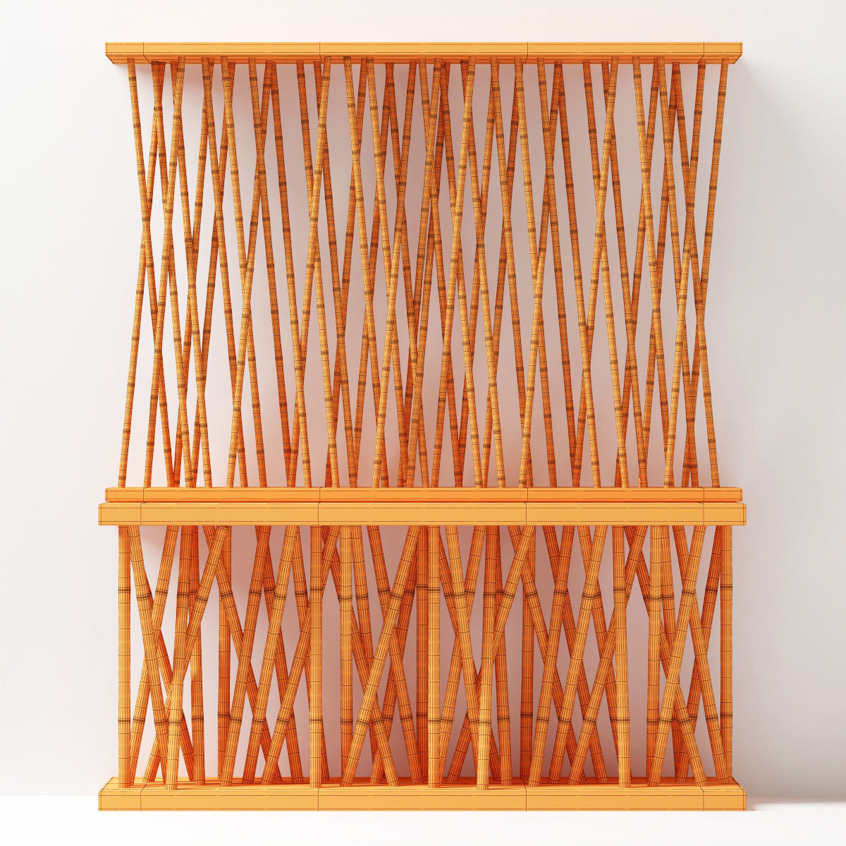 Bamboo decor wall cafe 3D model_5