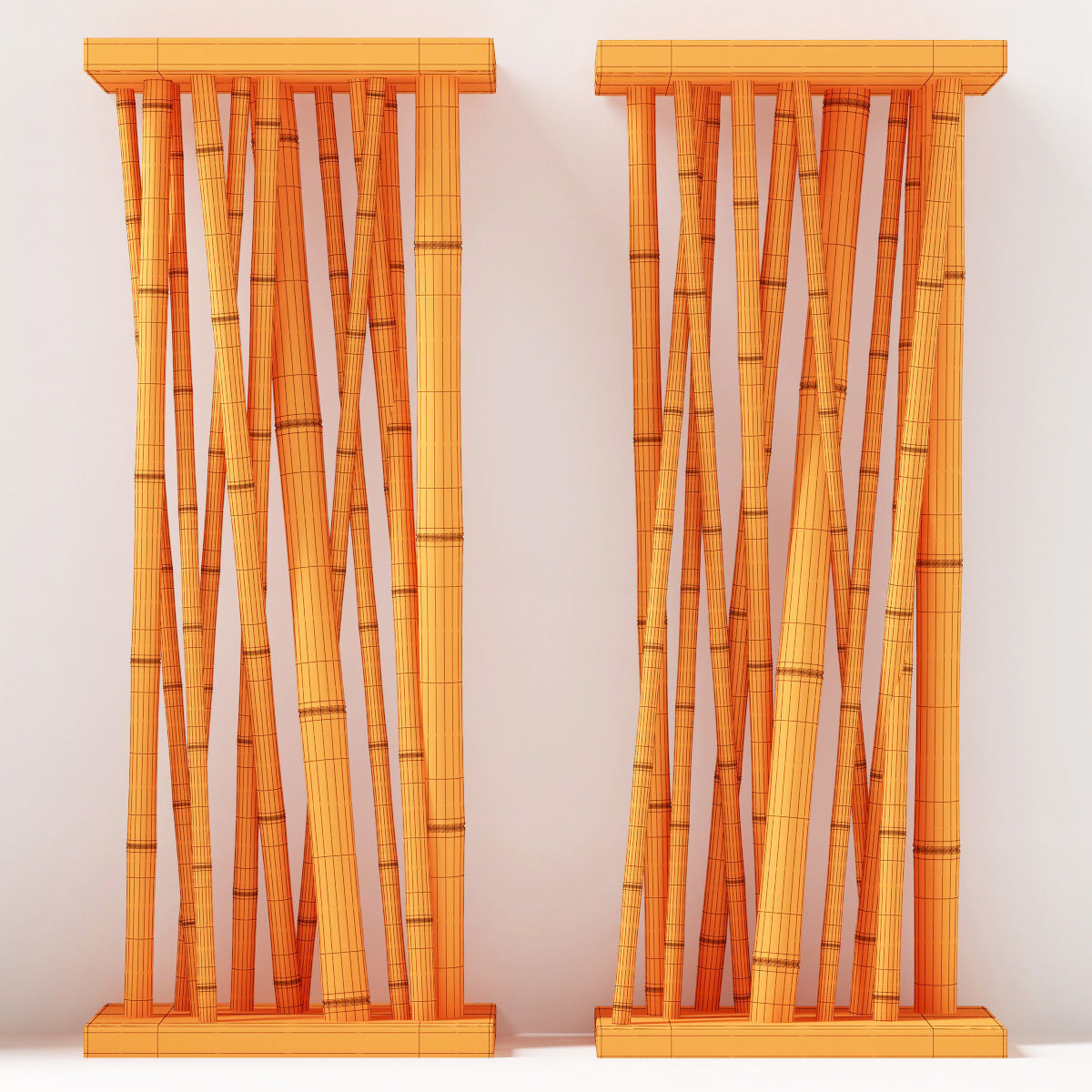 Bamboo decor wall cafe 3D model_6
