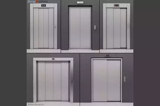Set of doors for elevators Kone 3D model