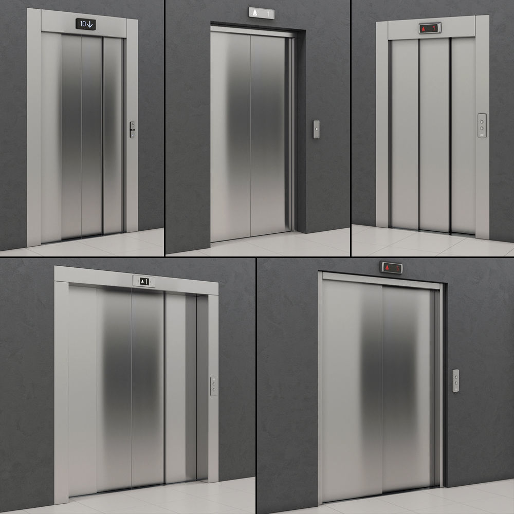 Set of doors for elevators Kone 3D model_2