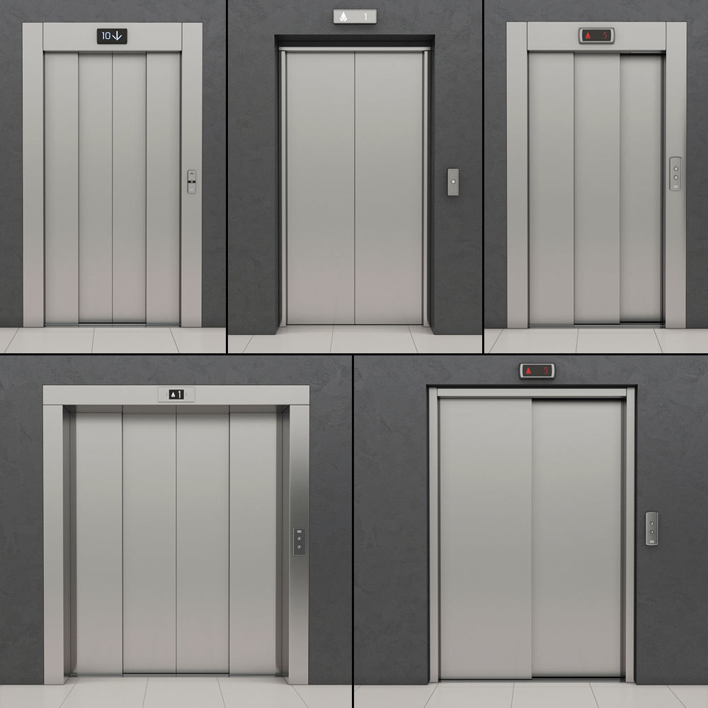 Set of doors for elevators Kone 3D model_1