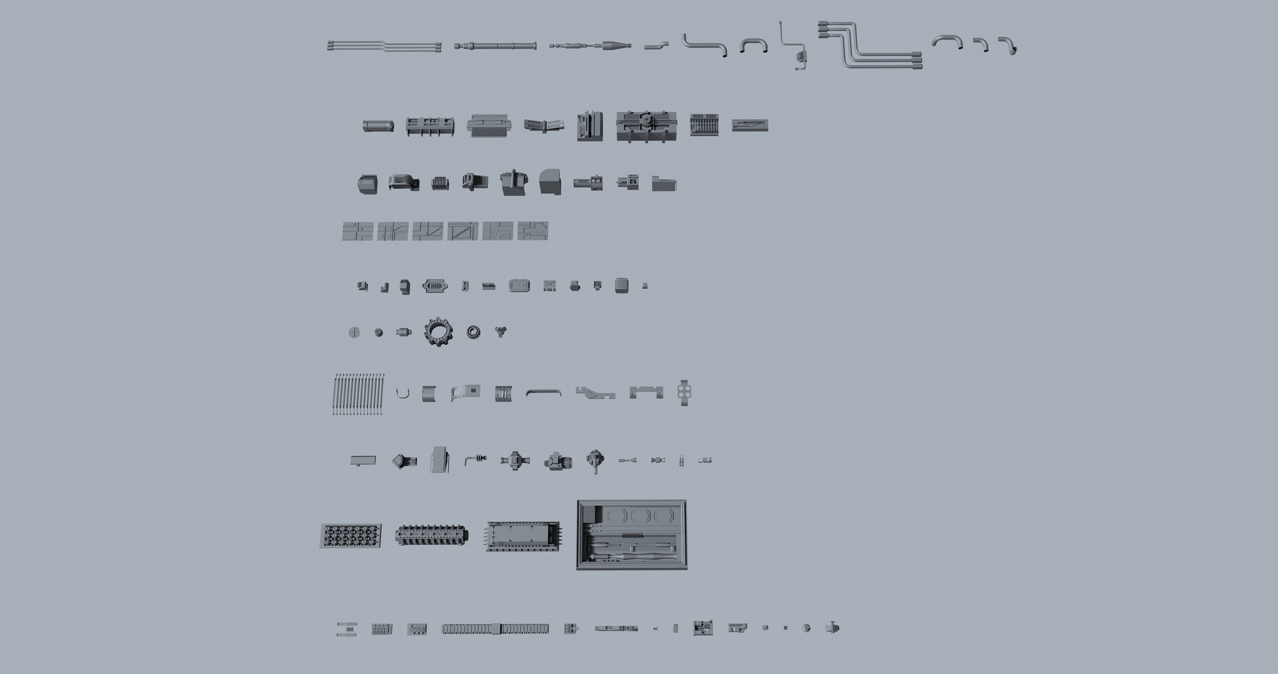 sci-fi  greebles  kitbash Low-poly 3D model_2