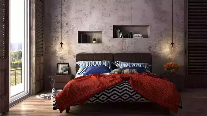 Dilapidated bedroom 3D model