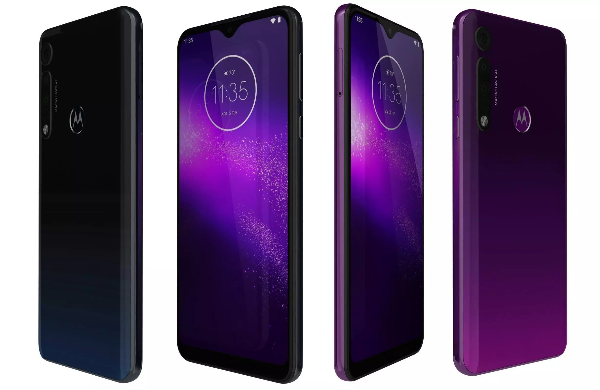 Motorola One Macro Space Blue And Ultra violet 3D model