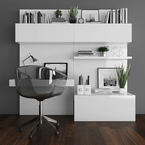 Workplace set 080 Low-poly 3D model