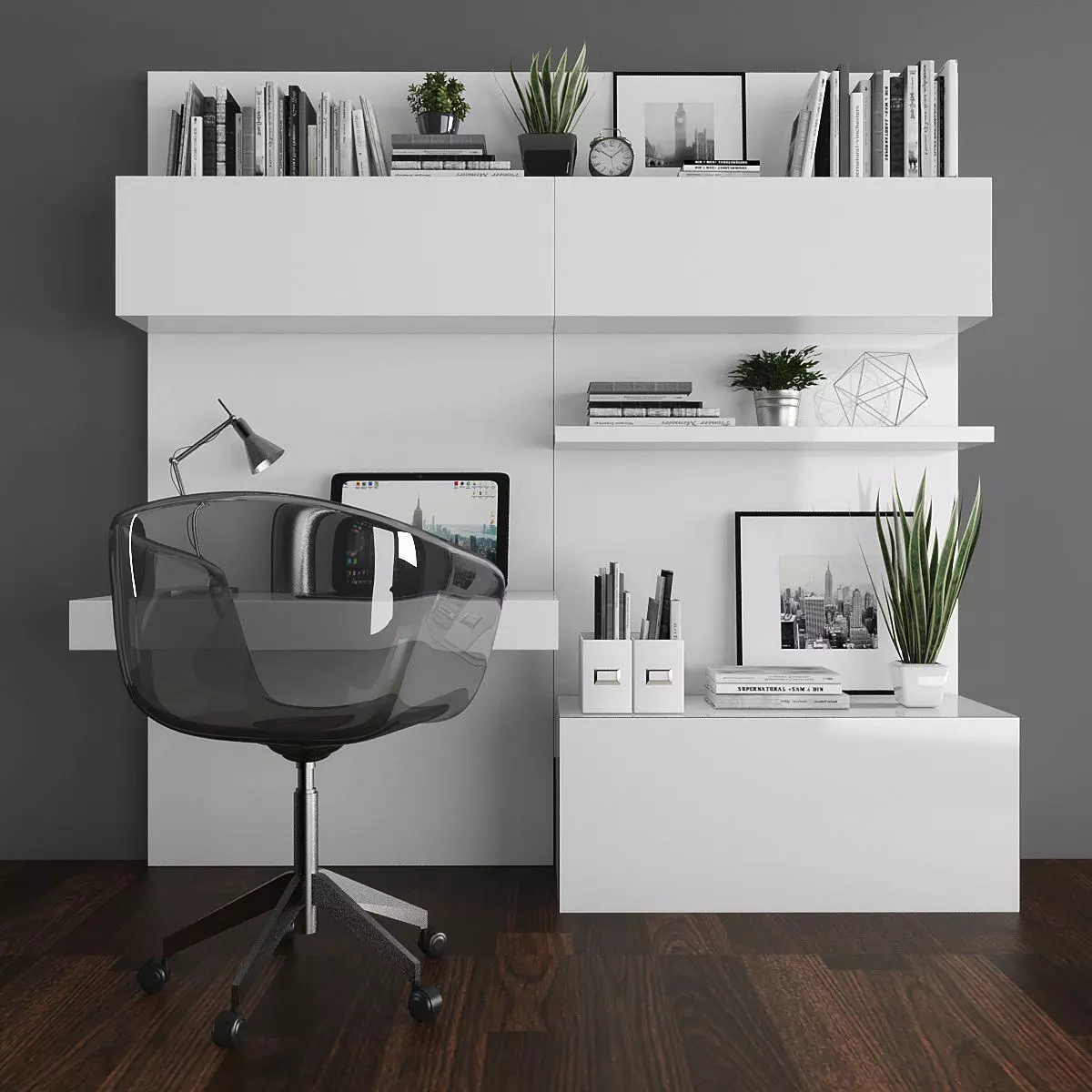 Workplace set 080 Low-poly 3D model
