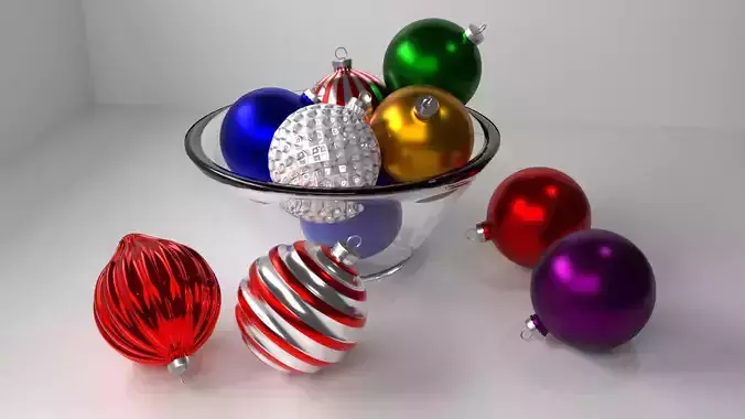 Multi-colored Christmas Ornament Balls in a Bowl