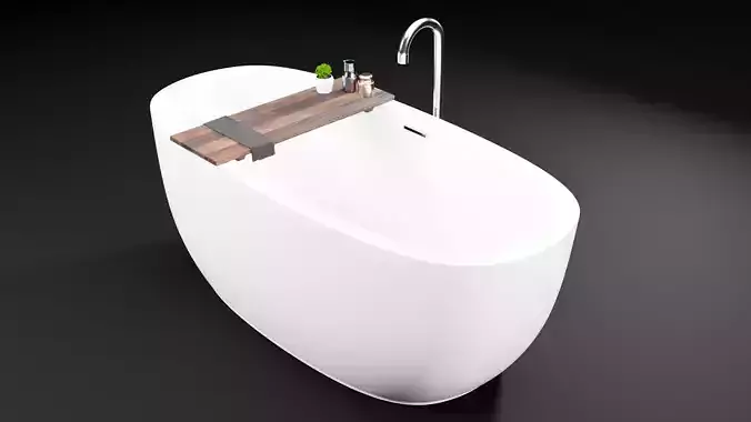 Bathtub with wood plank