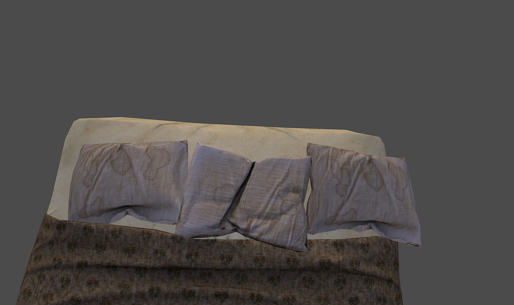 Old Bed Low-poly 3D model_4