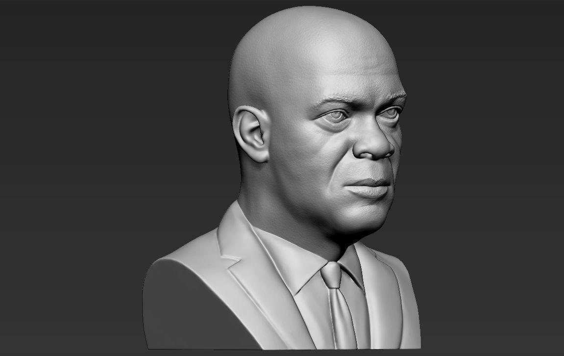 Samuel L Jackson bust 3D printing ready stl obj formats 3D print model_8