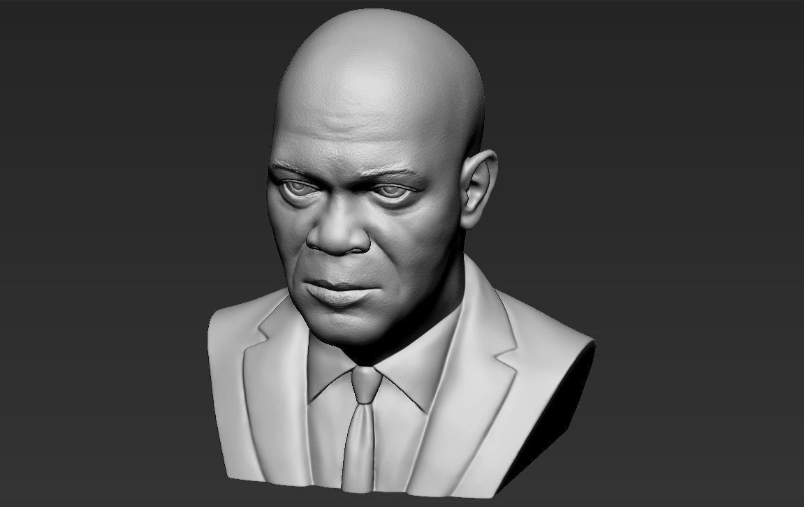Samuel L Jackson bust 3D printing ready stl obj formats 3D print model_12