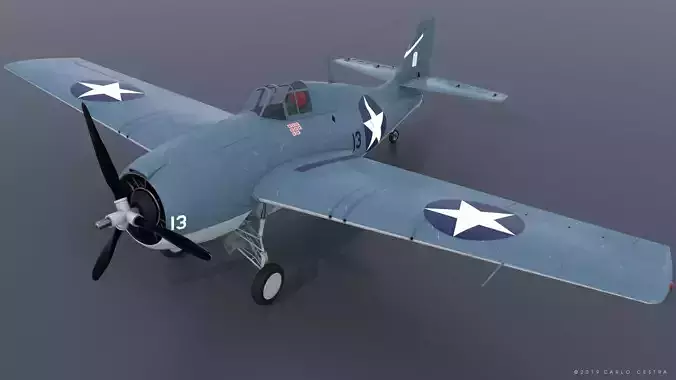 F4F-3 WILDCAT 13 Low-poly 3D model