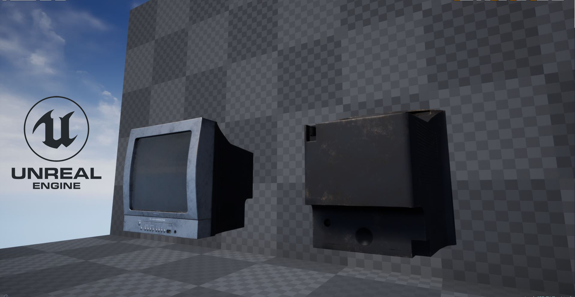 CRT TV Game Ready Asset PBR Low-poly 3D model_10