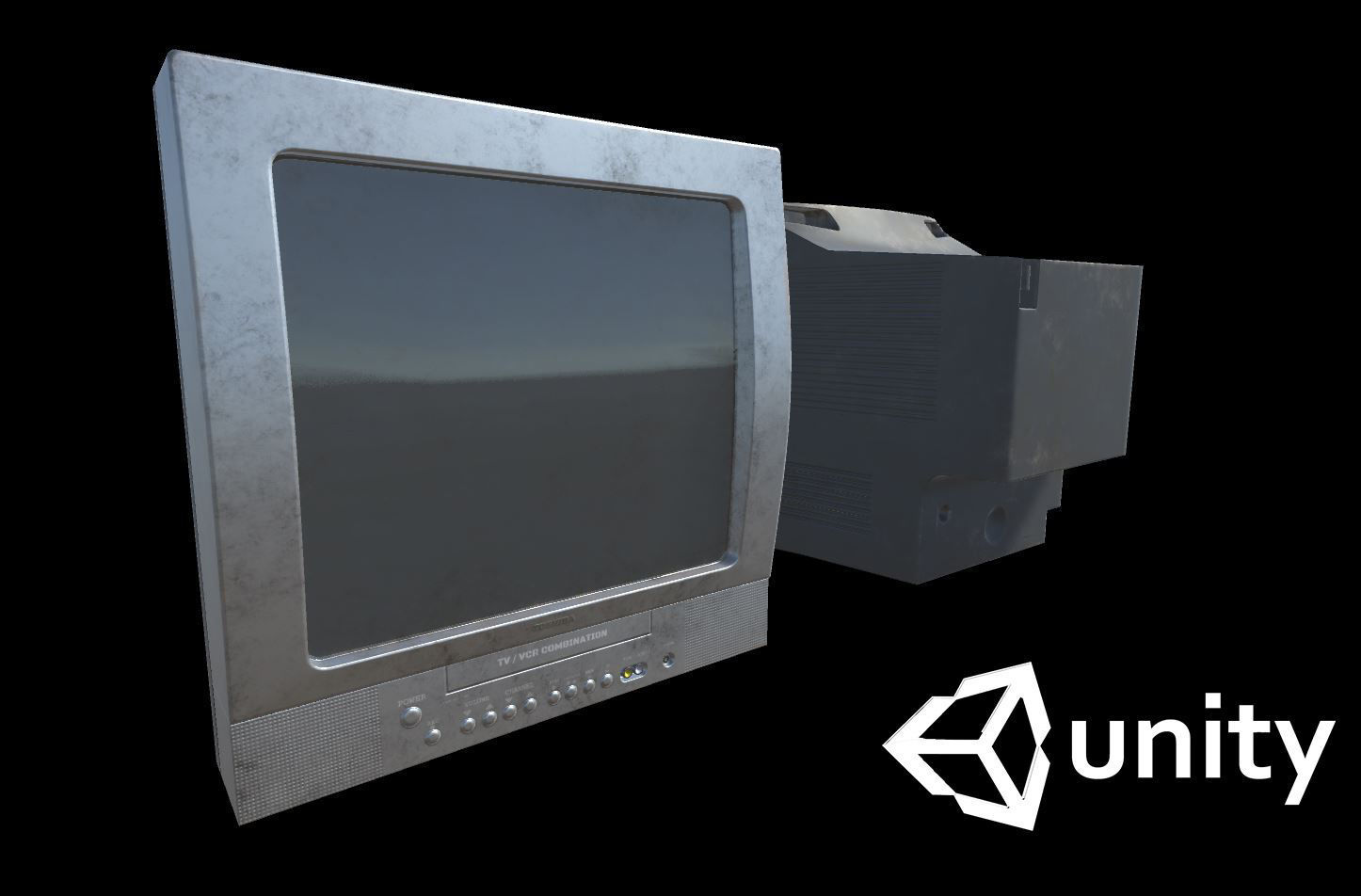 CRT TV Game Ready Asset PBR Low-poly 3D model_9