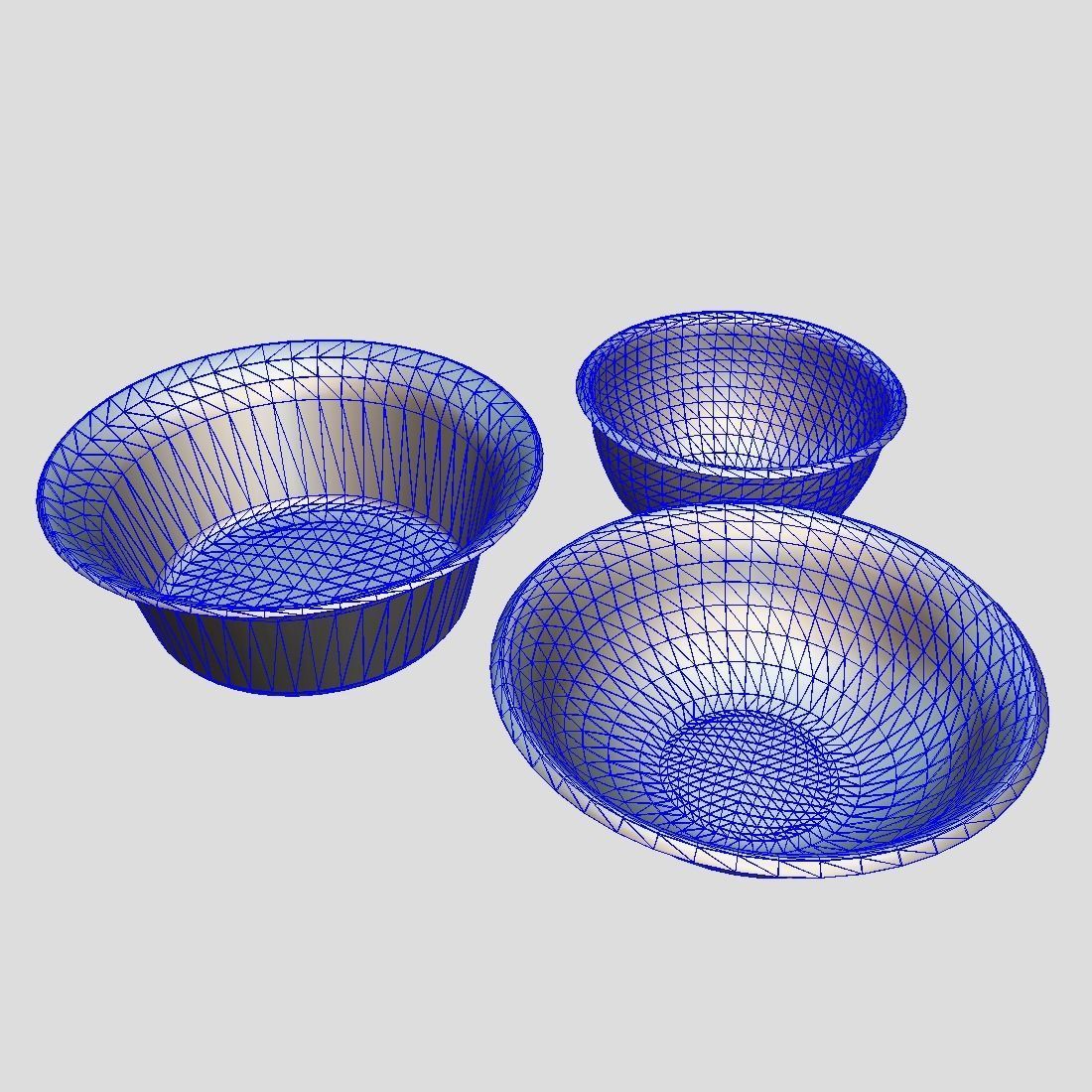 Enamel Bowl Set Low-poly 3D model_3