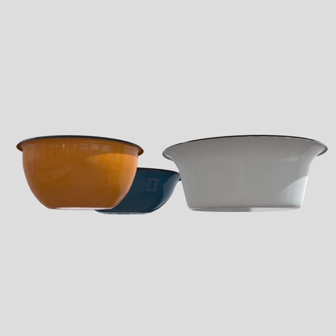 Enamel Bowl Set Low-poly 3D model_9