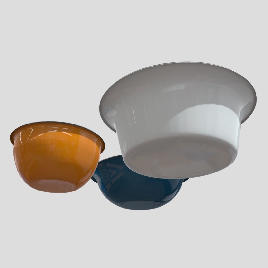 Enamel Bowl Set Low-poly 3D model_10