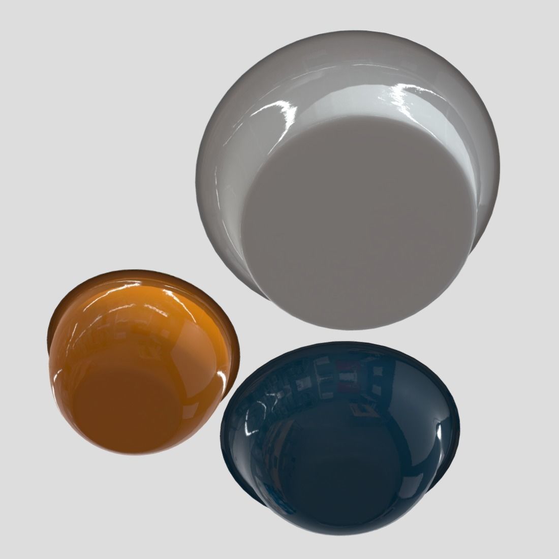 Enamel Bowl Set Low-poly 3D model_12