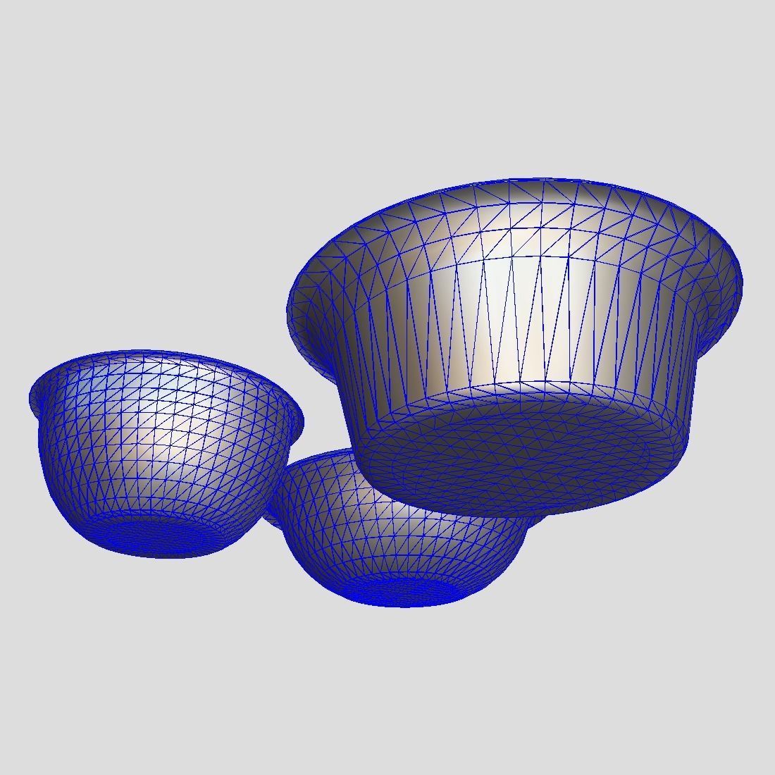 Enamel Bowl Set Low-poly 3D model_11