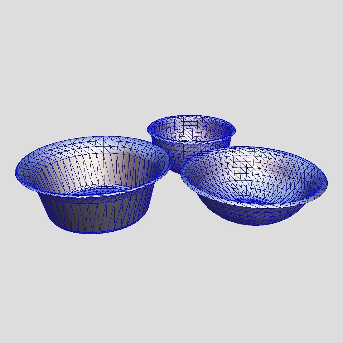 Enamel Bowl Set Low-poly 3D model_1