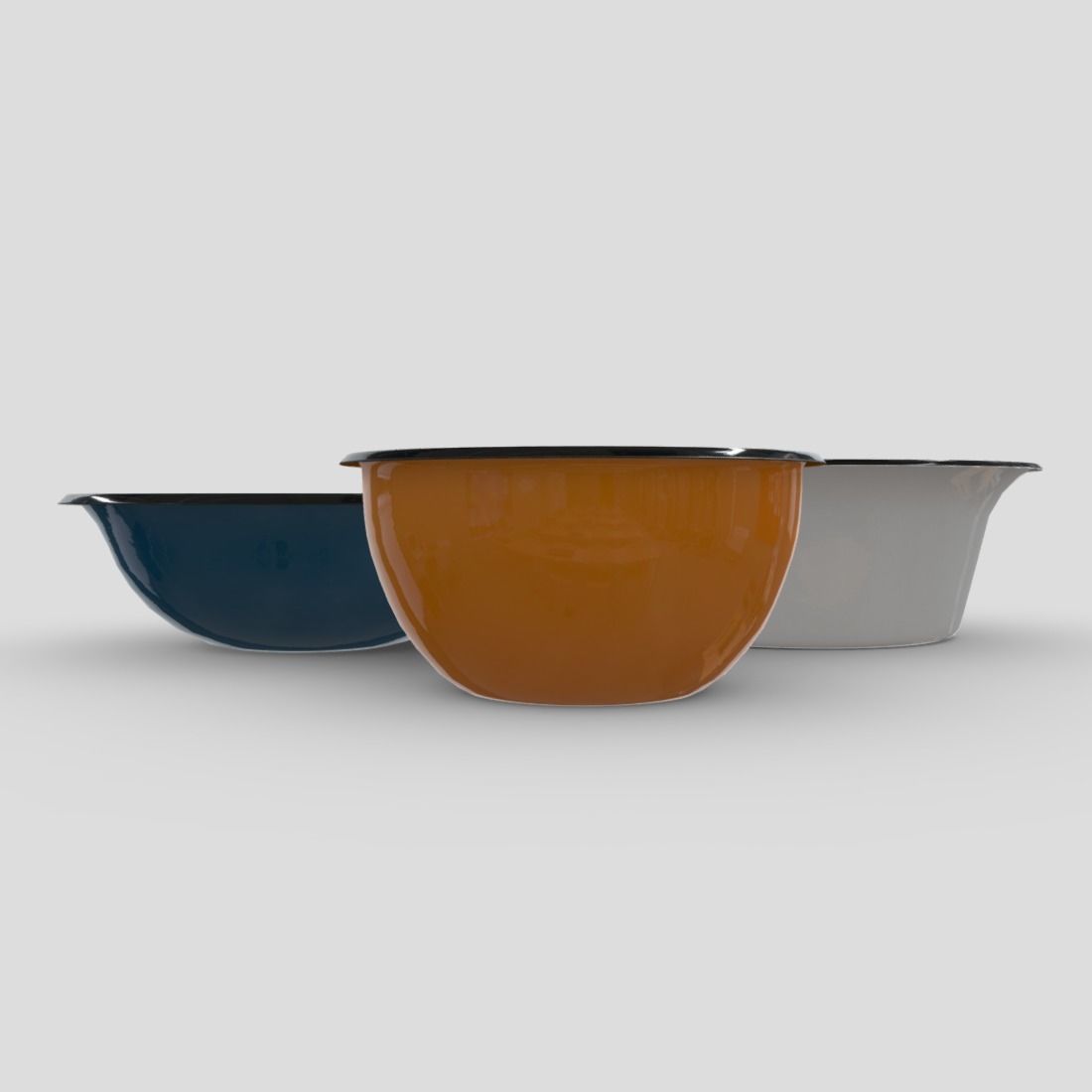 Enamel Bowl Set Low-poly 3D model_8