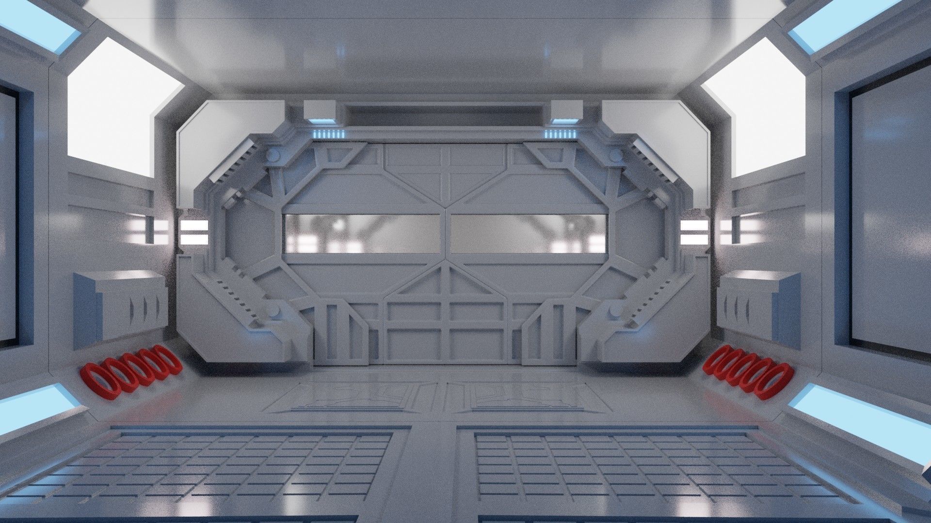Corridor Collection futuristic spaceship interior 3D model_7