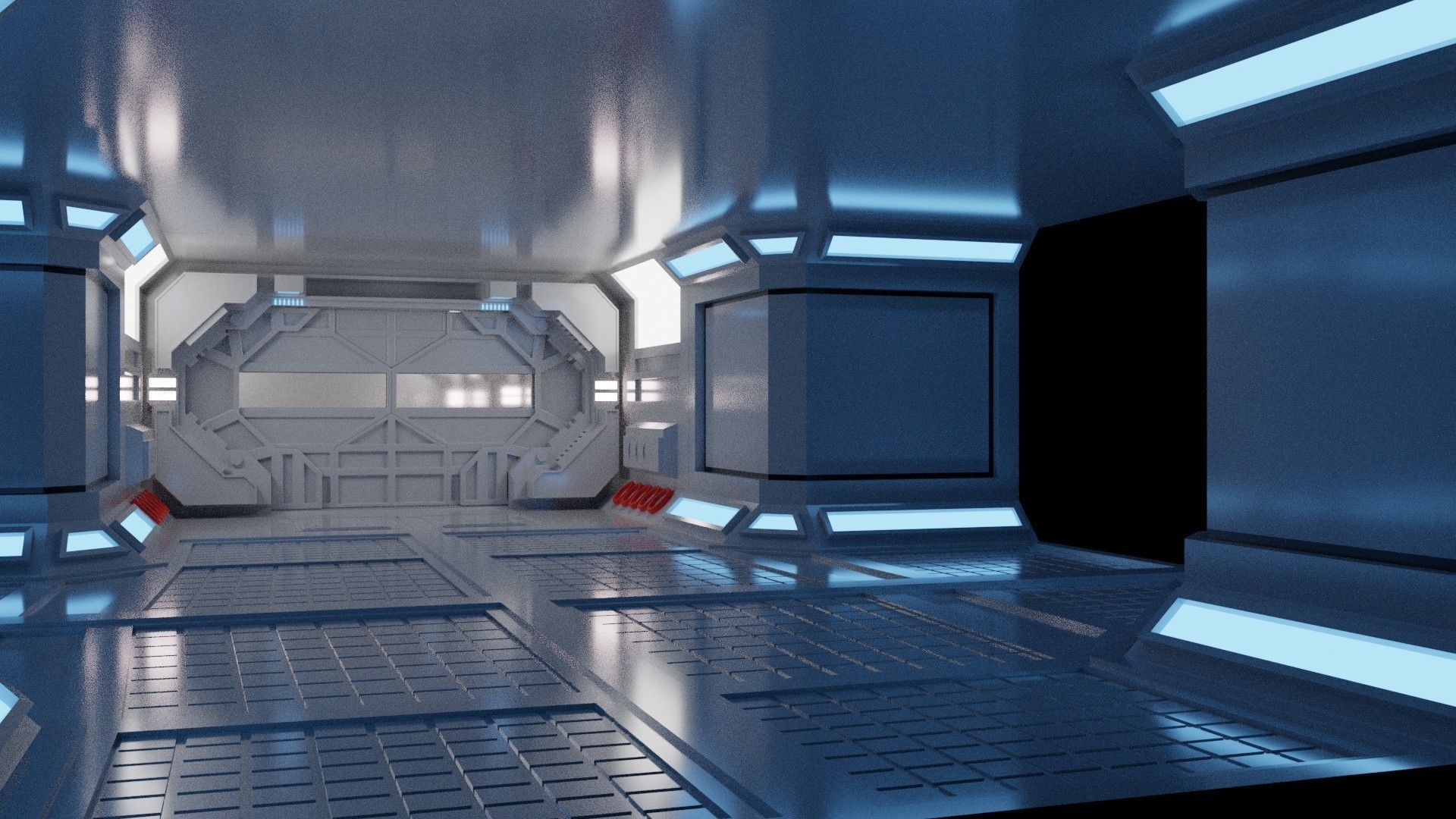 Corridor Collection futuristic spaceship interior 3D model_11