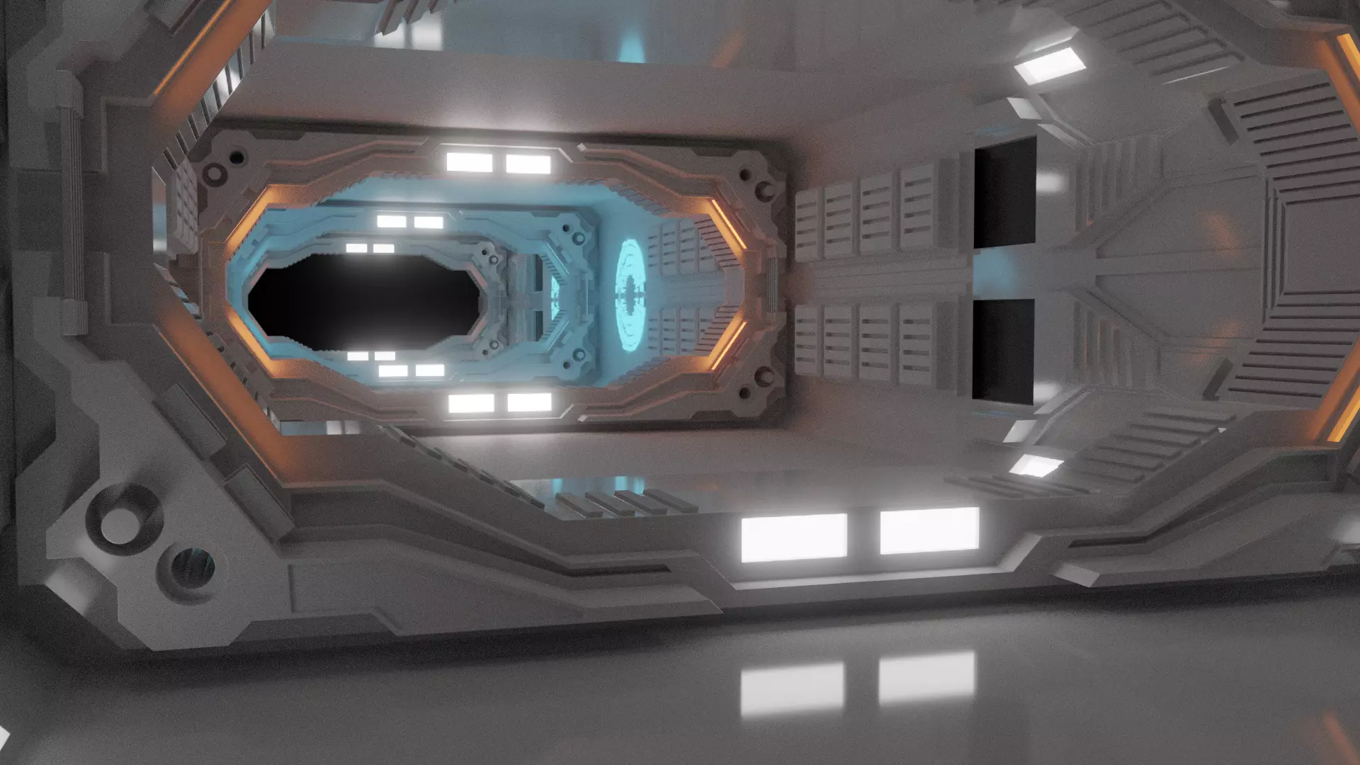 Corridor Collection futuristic spaceship interior 3D model_0