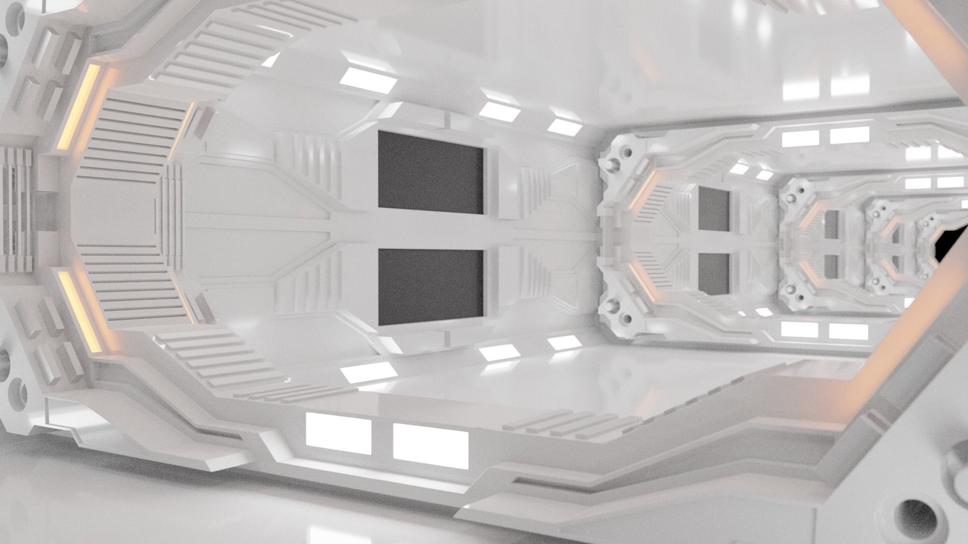 Corridor Collection futuristic spaceship interior 3D model_3