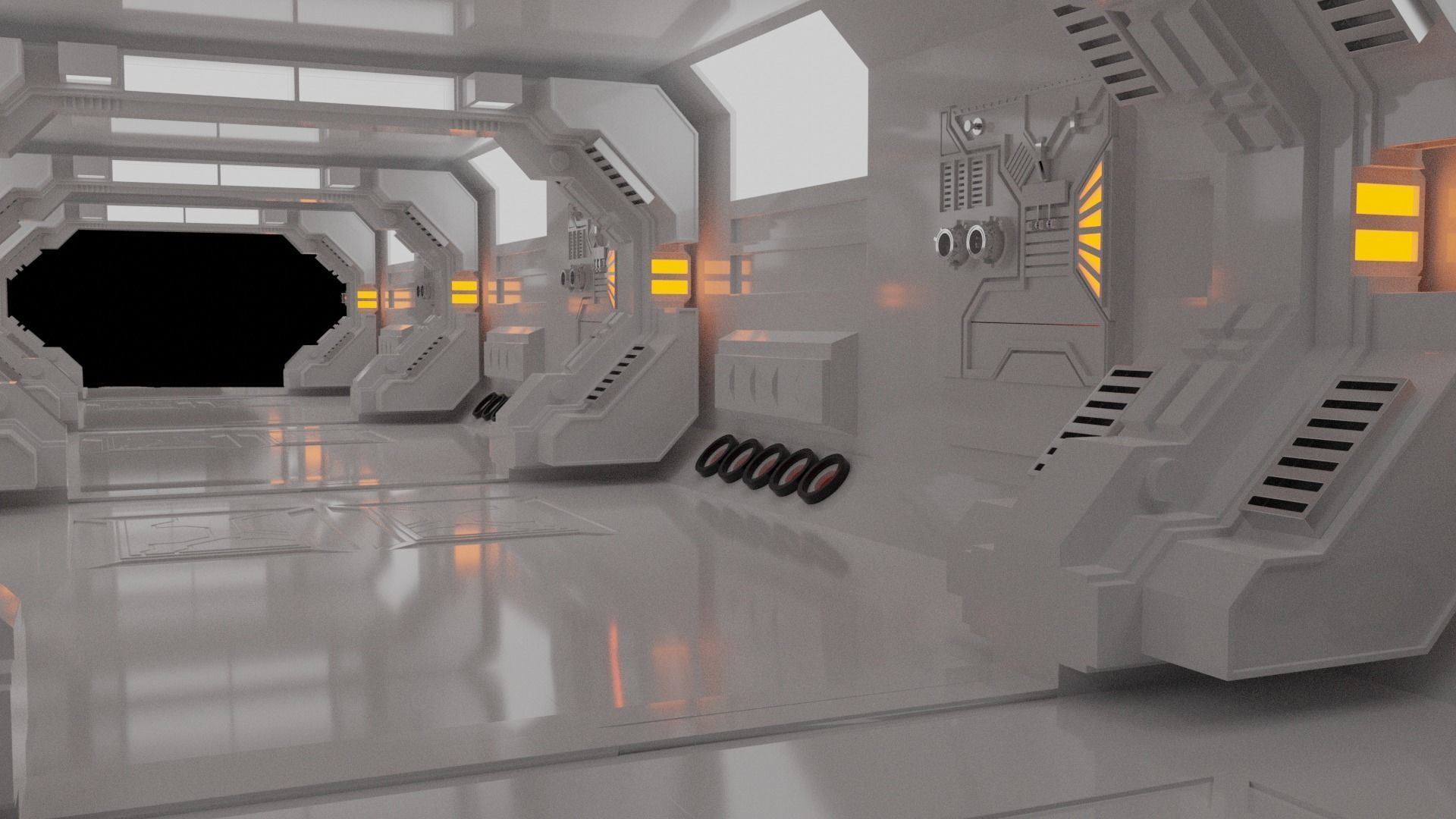 Corridor Collection futuristic spaceship interior 3D model_6