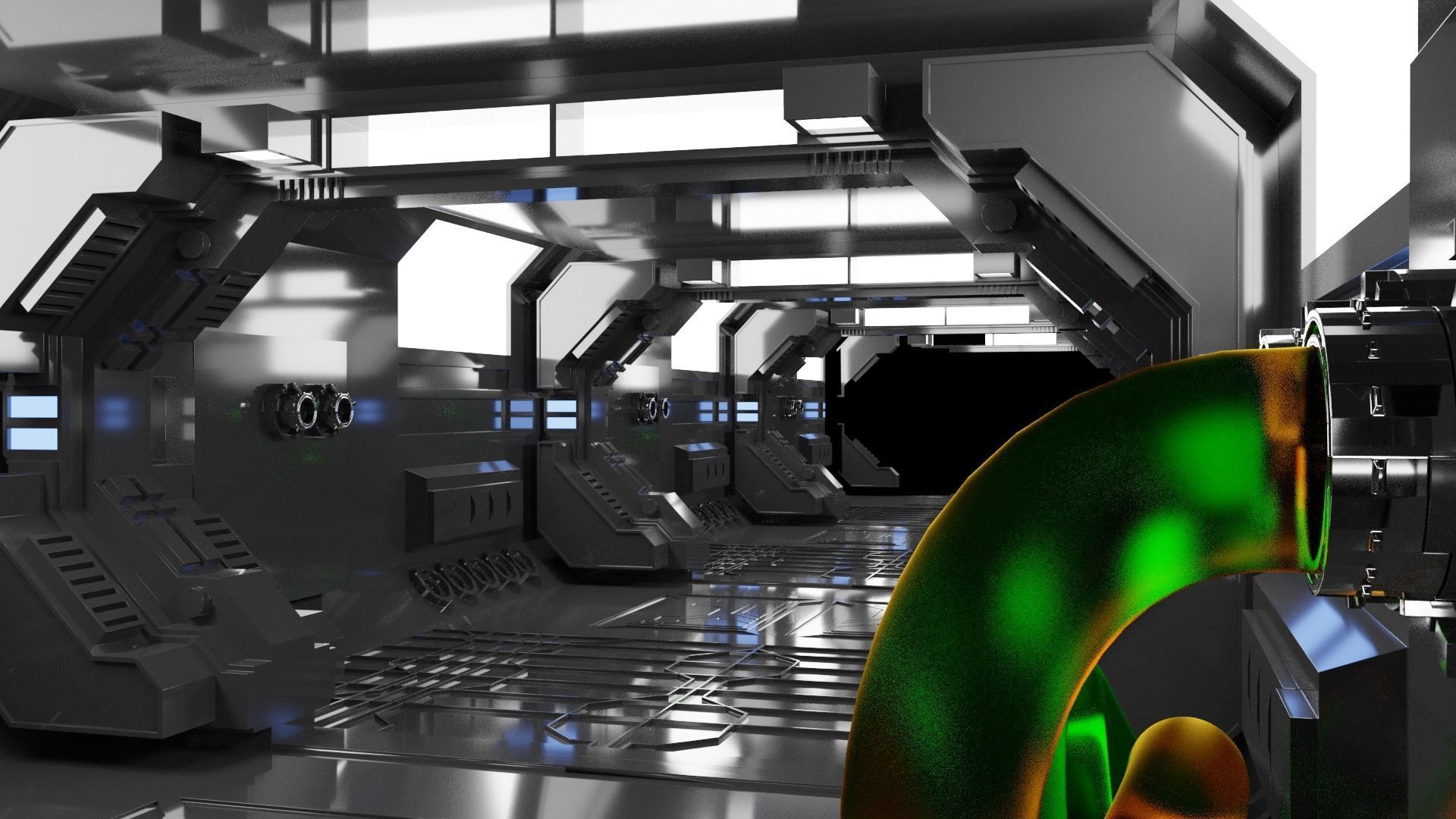 Corridor Collection futuristic spaceship interior 3D model_1