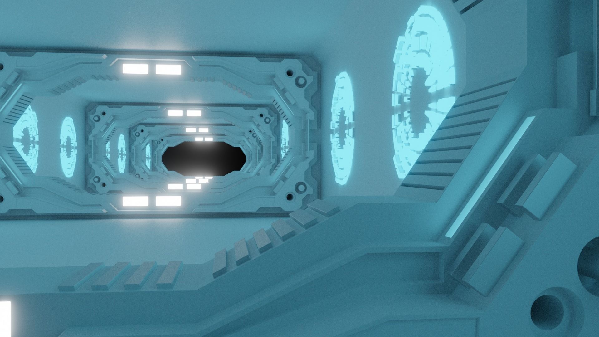 Corridor Collection futuristic spaceship interior 3D model_4