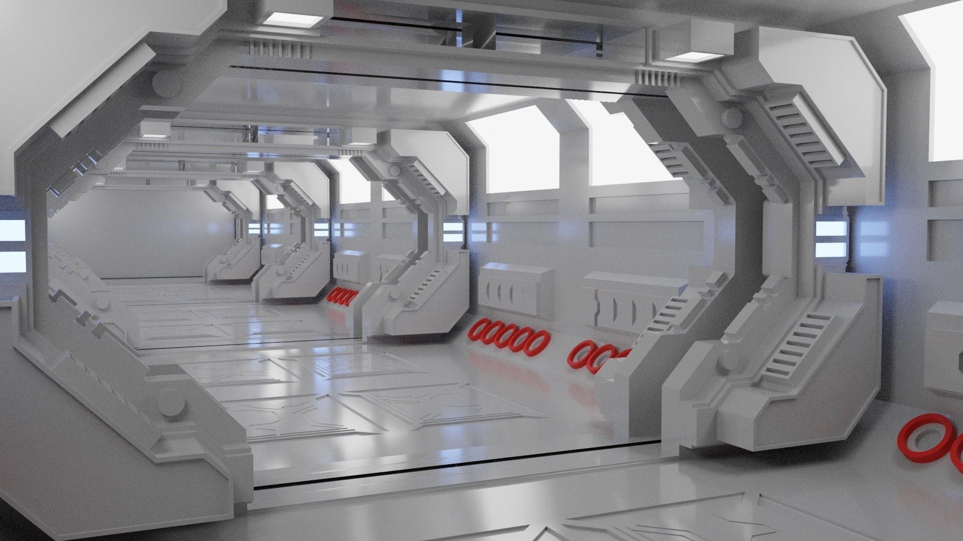 Corridor Collection futuristic spaceship interior 3D model_9