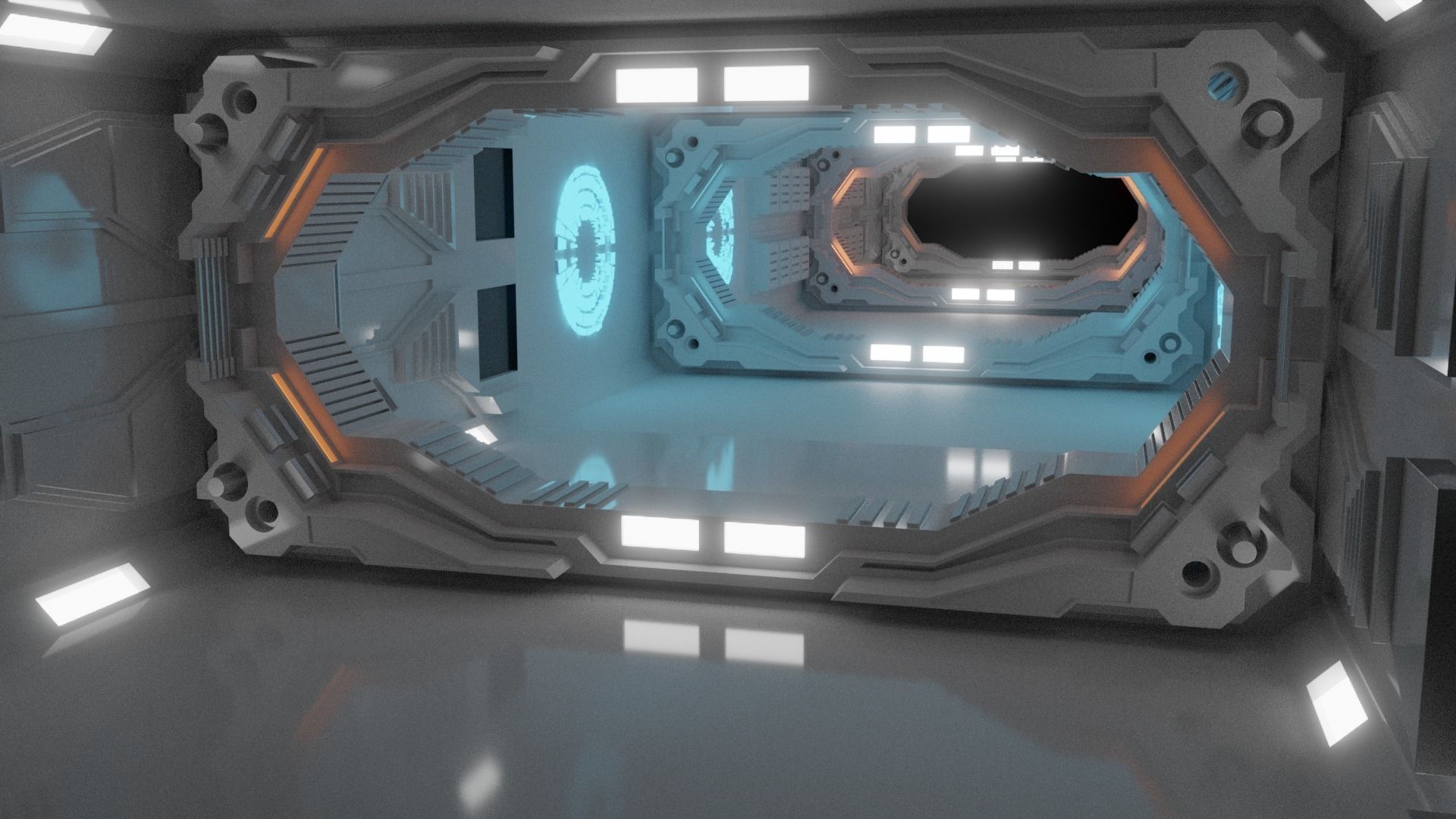 Corridor Collection futuristic spaceship interior 3D model_5