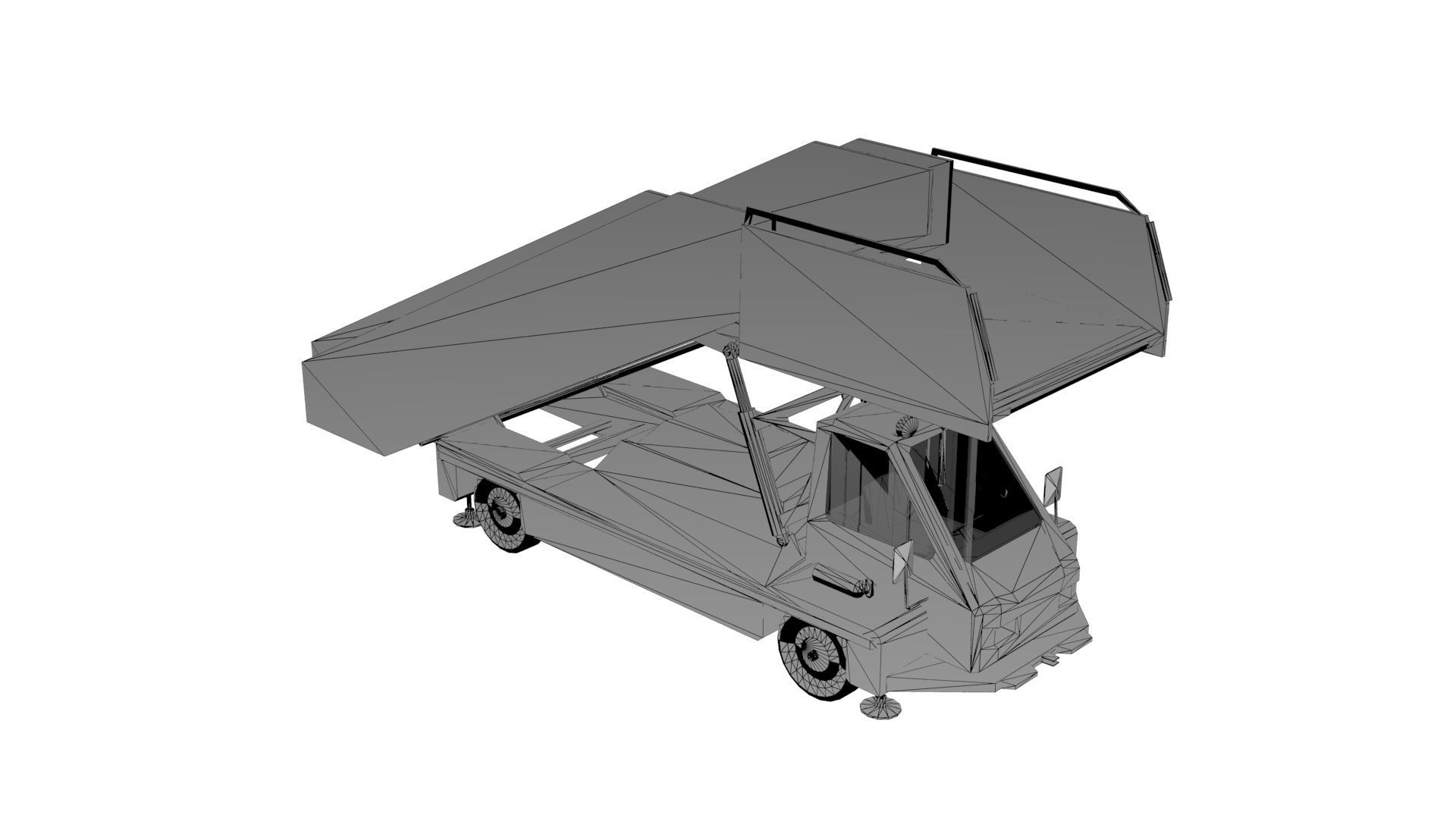 Lowpoly ABS-580 3D Model toy truck with ramp on top Low-poly 3D model_1