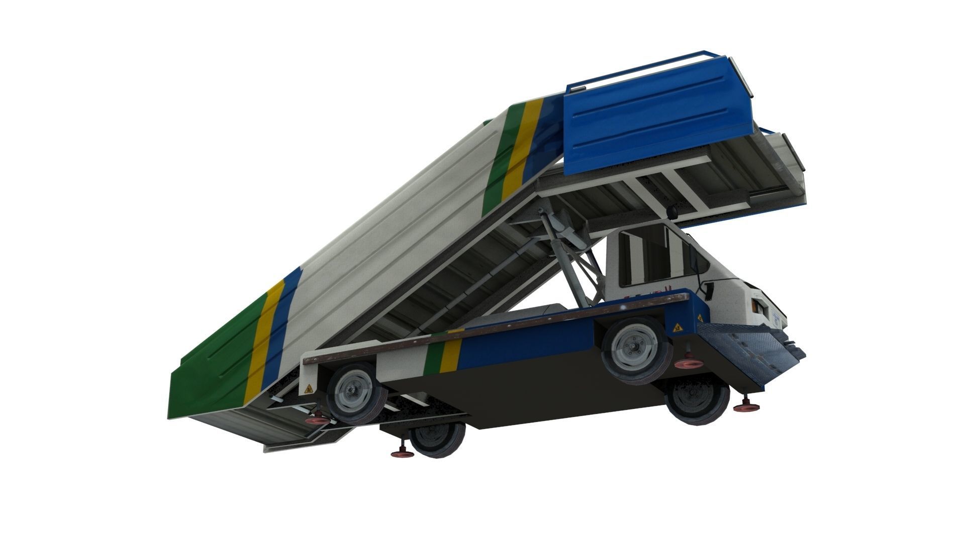 Lowpoly ABS-580 3D Model toy truck with ramp on top Low-poly 3D model_7