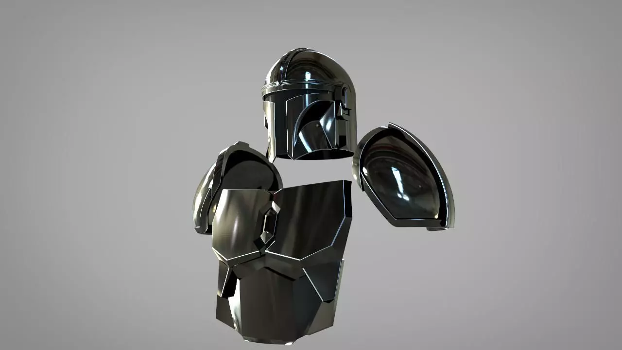 The Mandalorian Beskar steel armor and helmet UPDATED  3D print model_0