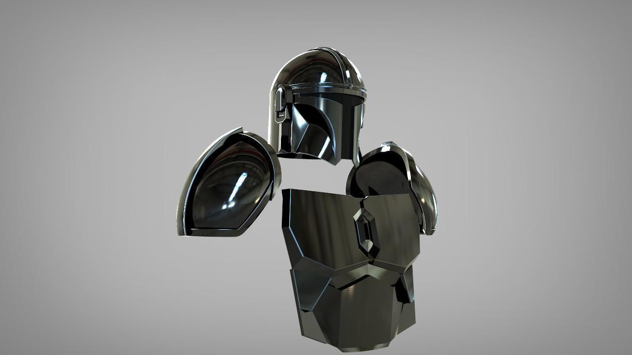 The Mandalorian Beskar steel armor and helmet UPDATED  3D print model_5