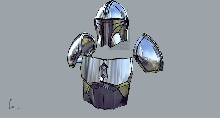 The Mandalorian Beskar steel armor and helmet UPDATED  3D print model_9